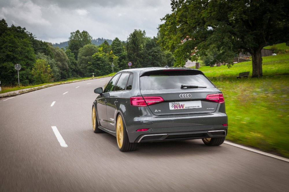 KW Gewindefahrwerk  V3 Inox (mit Druck- & Zugstufendämpfung) für Audi A3 Typ 8V (Sportback) Ø 55mm, für Mehrlenker HA, ohne elektr. Dämpferregelung